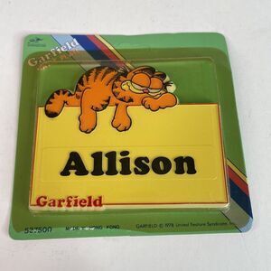 NEW Vintage Garfield Name Plate Allison 1978 RARE, Sealed, Yellow